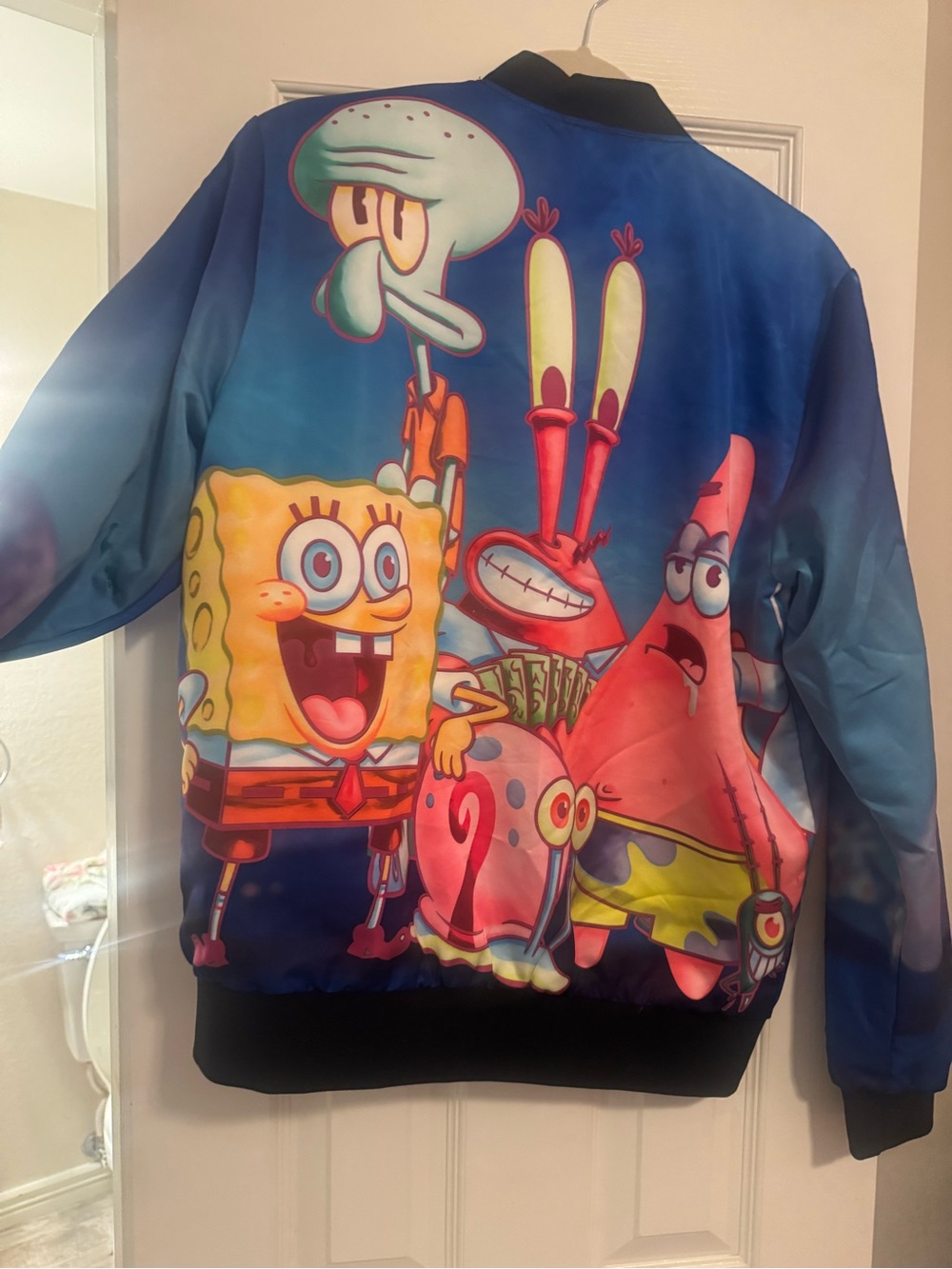 SpongeBob Squarepants Blue Cartoon Bomber Jacket
